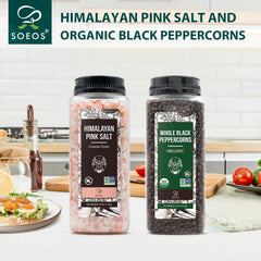 Elevate Your Cooking with Himalayan Pink Salt & Organic Black Peppercorns - Non-GMO Spice Seasoning Set for Perfect Flavor!