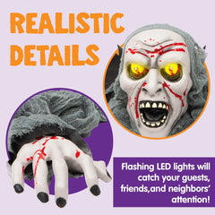 Spooky Halloween Groundbreaker Zombie Decoration with Sound and Flashing Eyes! 🎃👻 #HalloweenDecor #ScaryYardDecor