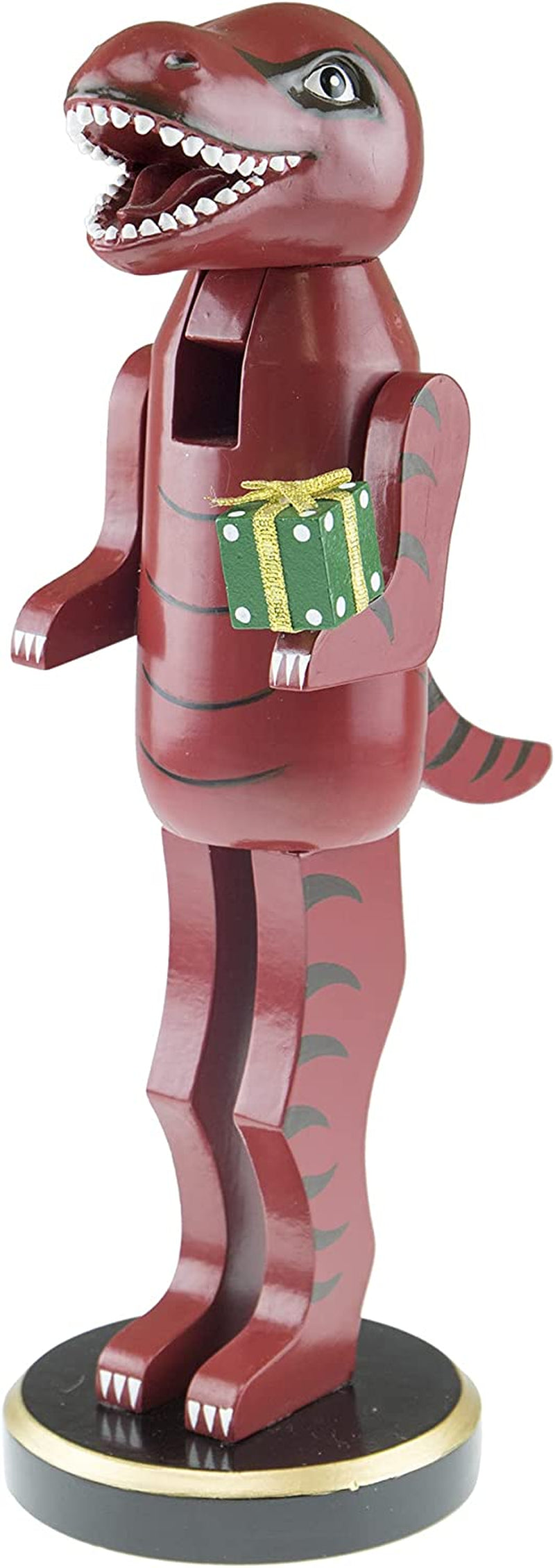 Charming Red Dinosaur 12-Inch Traditional Wooden Nutcracker - A Festive Addition to Your Christmas Décor