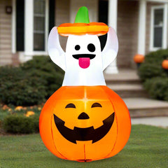 Light up your Halloween with these 5 FT Inflatable Pumpkin Ghosts! 🎃👻 Perfect for outdoor decorations! #HalloweenDecorations #SpookySeason