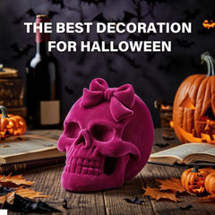 Enhance Your Space with Two Elegant Pink Halloween Skull Decor Pieces for a Gothic Atmosphere This Season