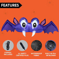 6 FT Halloween Inflatable Bat Decoration with Built-In LED Light 