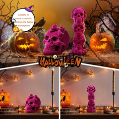 Enhance Your Space with Two Elegant Pink Halloween Skull Decor Pieces for a Gothic Atmosphere This Season