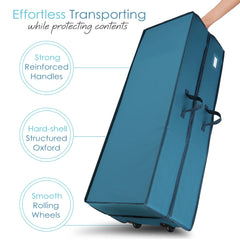 Christmas Wrapping Paper Storage Solution with Additional Storage Bins and Ribbon Organizer, Gift Wrap Organizer on Wheels - Accommodates Up to 30 Rolls of 40", Blue