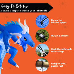 5 FT Inflatable Ice Dragon for Halloween Yard Decoration - Ideal for Neighborhood Festivities