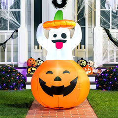 Light up your Halloween with these 5 FT Inflatable Pumpkin Ghosts! 🎃👻 Perfect for outdoor decorations! #HalloweenDecorations #SpookySeason