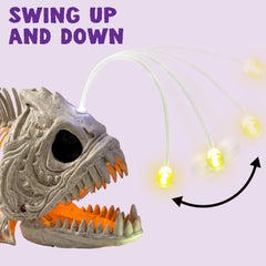 "Spooky Skeleton Fish Decor with LED Eyes for Halloween Outdoor Parties! 🎃👻 #HalloweenDecor #HauntedHouse"