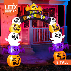 8-Foot Inflatable Pumpkin Archway for Halloween Yard Decorations