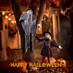 Enhance Your Halloween Decor with a Set of 3 Hanging Ghosts for a Spooky Atmosphere