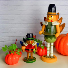 14-Inch Handmade Wooden Turkey Nutcracker - Collectible Fall and Thanksgiving Table Decoration