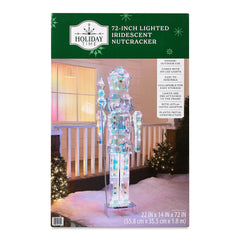 Light-Up Prismatic Nutcracker Christmas Decoration for Indoor and Outdoor Use, Iridescent, 6 Feet