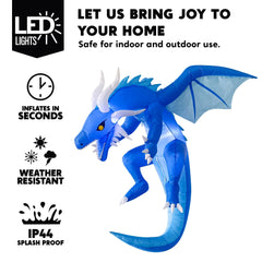 5 FT Inflatable Ice Dragon for Halloween Yard Decoration - Ideal for Neighborhood Festivities