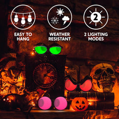 Get Spooky with Our 3 Pack Halloween Lights! 🎃✨ Perfect for Indoor & Outdoor Decor! 👀🕷️ Timer & Flashing Eyes Included! (Red, Green, Purple) #HalloweenVibes #PartyReady