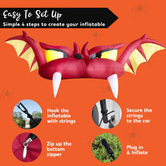 Joiedomi 6.6 FT Halloween Inflatable Red Dragon Decoration with Built-In LED Light 