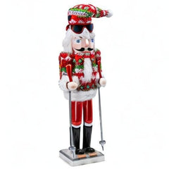 Ornativity Wooden Nutcracker - Christmas Skier in Red and Green