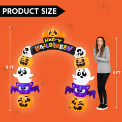 8-Foot Inflatable Pumpkin Archway for Halloween Yard Decorations