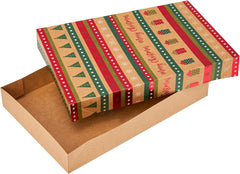 12 Pack of 14" Brown Large Christmas Gift Boxes with Lids - Perfect for Clothes and Presents!