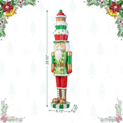 Lighted 28" Christmas Nutcracker Figure Decoration with Timer for Indoor and Outdoor Use