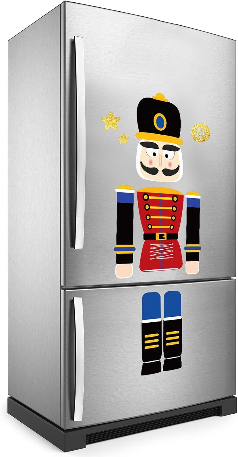 Set of 10 Christmas Nutcracker Refrigerator Magnets - Decorative Holiday Stickers for Fridge, Cabinets, and Office (Classic Red and Blue Design)