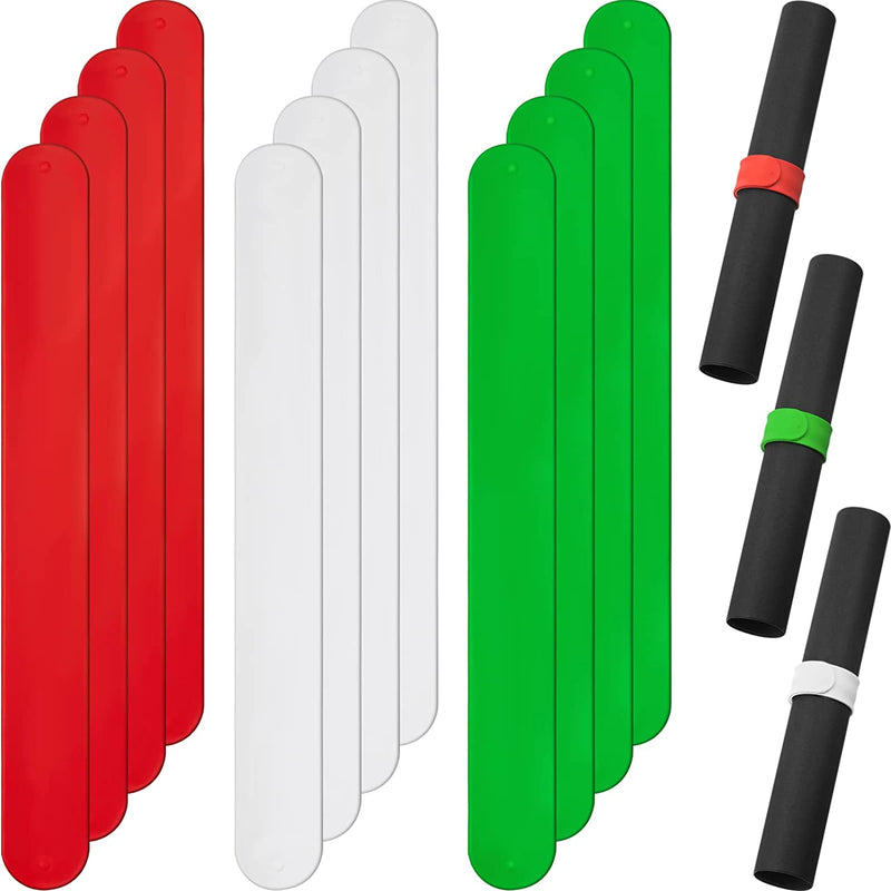 Versatile 12-Piece Holiday Wrapping Paper Roll Holder Set – Silicone-Covered Metal Stabilizers in White, Red, and Green for Perfect Storage and Organization!