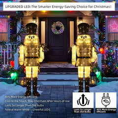 61-Inch Outdoor Nutcracker Yard Decoration with Warm White LED Lighting