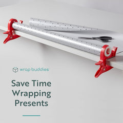 Wrapping Paper Clamps - 2-in-1 Gift Wrap Holders with Integrated Tape Dispensers for Easy and Neat Gift Wrapping