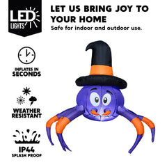 5 FT Halloween Inflatable Spider Decoration with Built-In LED Light 