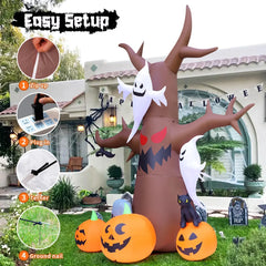 11.8 FT Inflatable Halloween Tree with LED Lighting - Ideal for Festive Outdoor Decor