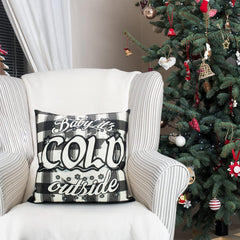 Christmas-Themed Throw Pillow Covers (18x18", Set of 4) - Farmhouse Style with Buffalo Plaid, Featuring Christmas Trees and Deer