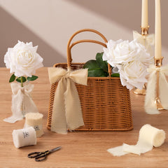 2" x 21 Yd Chiffon Ribbon in Sand and Nude for Floral Arrangements, Gift Wrapping, and Handmade Frayed Decorations for Weddings and Holiday Celebrations