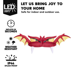 Joiedomi 6.6 FT Halloween Inflatable Red Dragon Decoration with Built-In LED Light 