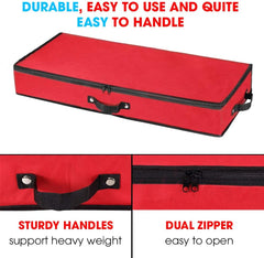 Wrapping Paper Storage Organizer for 30-Inch Rolls | Under Bed Gift Wrap Holder | Dimensions: 31” x 13.5” x 4.5” | Made from Durable 600D Oxford Fabric | Features Pockets for Ribbons, Bows, and Accessories (Red)