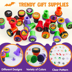 50-Piece Halloween Stamp Set for Children - Ideal for Treats and Party Favors