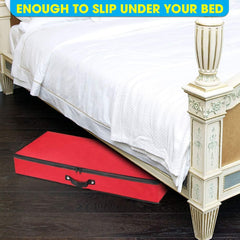 Wrapping Paper Storage Organizer for 30-Inch Rolls | Under Bed Gift Wrap Holder | Dimensions: 31” x 13.5” x 4.5” | Made from Durable 600D Oxford Fabric | Features Pockets for Ribbons, Bows, and Accessories (Red)