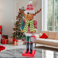 15-Inch Wooden Reindeer Nutcracker C5988