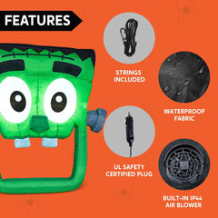 4.3 FT Halloween Inflatable Zombie Decoration with Built-In LED Light 