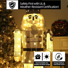 61-Inch Outdoor Nutcracker Yard Decoration with Warm White LED Lighting