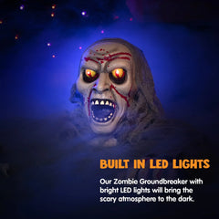 Spooky Halloween Groundbreaker Zombie Decoration with Sound and Flashing Eyes! 🎃👻 #HalloweenDecor #ScaryYardDecor