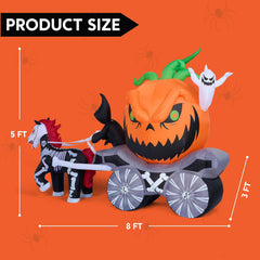 "Spooky 8 FT Inflatable Grim Reaper Driving Pumpkin Carriage with LED Lights! Perfect for Halloween Yard Decor 👻🎃 #HalloweenDecor #InflatableDecor"