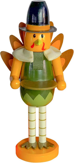 14-Inch Handmade Wooden Turkey Nutcracker - Collectible Fall and Thanksgiving Table Decoration
