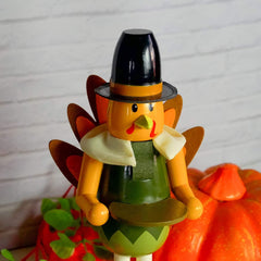 14-Inch Handmade Wooden Turkey Nutcracker - Collectible Fall and Thanksgiving Table Decoration