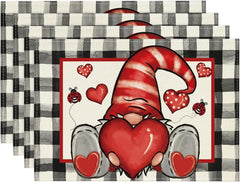 Buffalo Plaid Gnome Valentine Placemats 