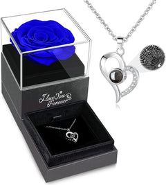 Preserved Real Rose Strutting its Stuff with an 'I Love You' Necklace