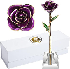 Eternal Elegance: 24K Gold-Dipped Real Rose with Stand