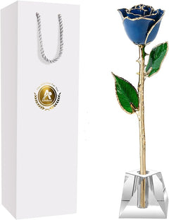 Eternal Elegance: 24K Gold-Dipped Real Rose with Stand