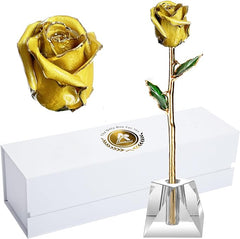 Eternal Elegance: 24K Gold-Dipped Real Rose with Stand