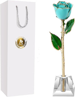 Eternal Elegance: 24K Gold-Dipped Real Rose with Stand