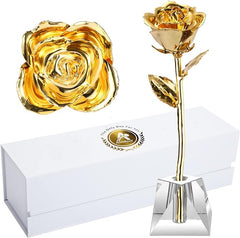 Eternal Elegance: 24K Gold-Dipped Real Rose with Stand