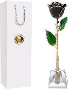 Eternal Elegance: 24K Gold-Dipped Real Rose with Stand