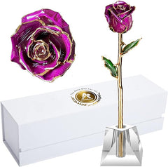 Eternal Elegance: 24K Gold-Dipped Real Rose with Stand